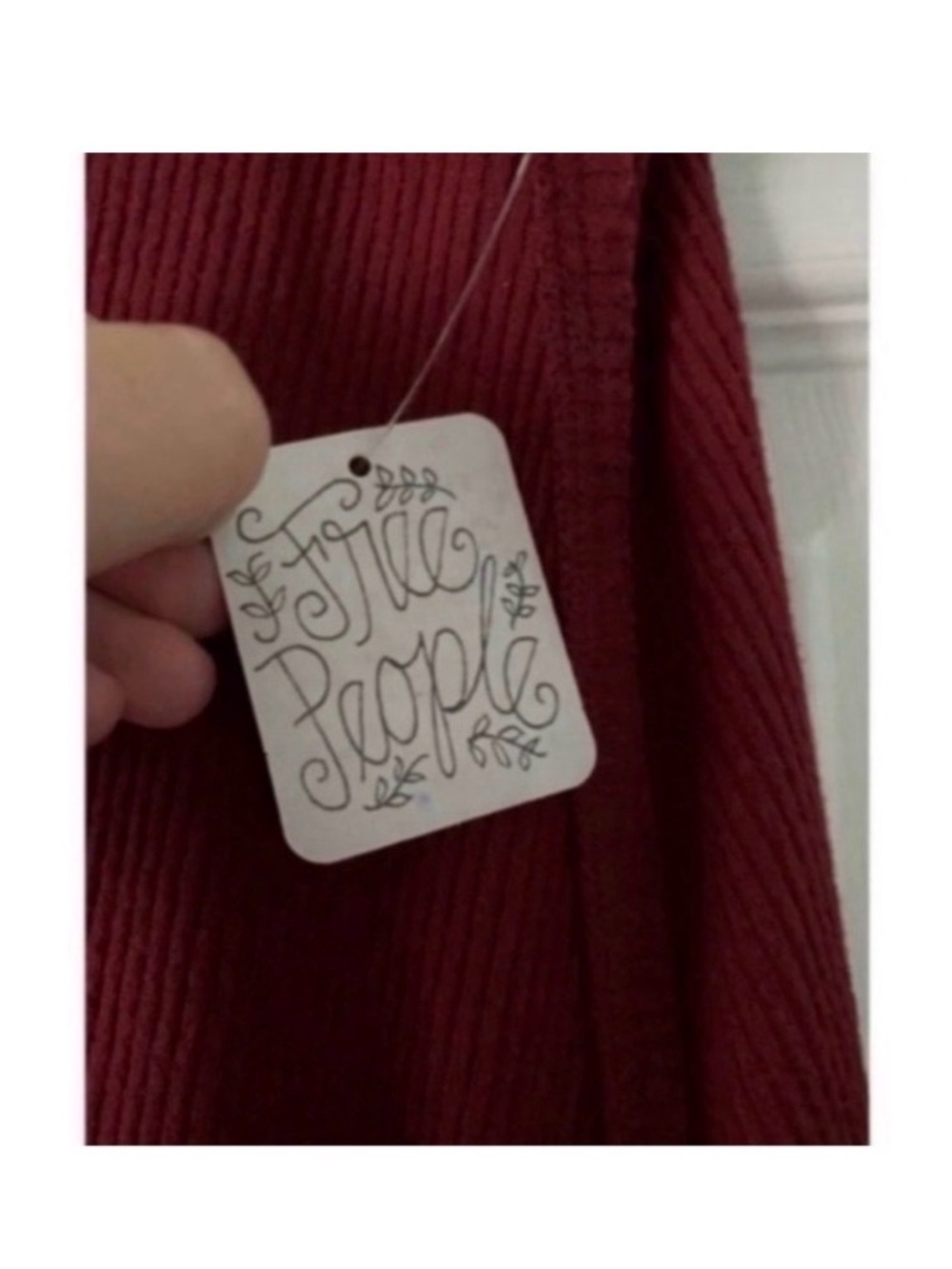 FREE PEOPLE BURGUNDY RED RIBBED SWING DRESS - Picture 6 of 7